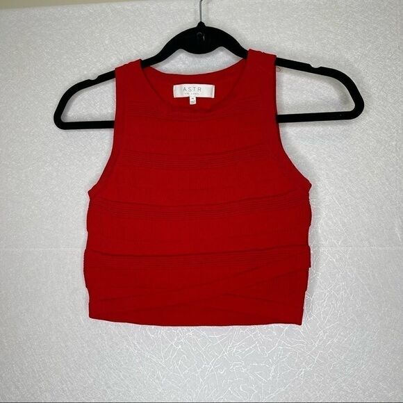 𝅺astr The Label Crop Top Knit Bodycon Skirt Set Red M - Picture 2 of 9